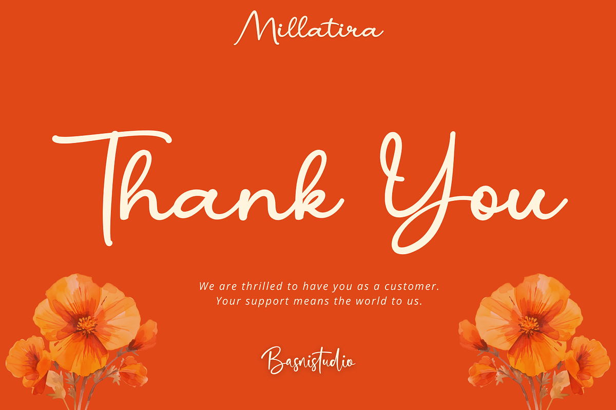 Millatira Elegant Script Font, a Script Font by Basnistudio (Photo 8 of 8)