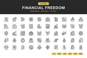 Financial Freedom Icons, an Icon by Spacepixel Creative