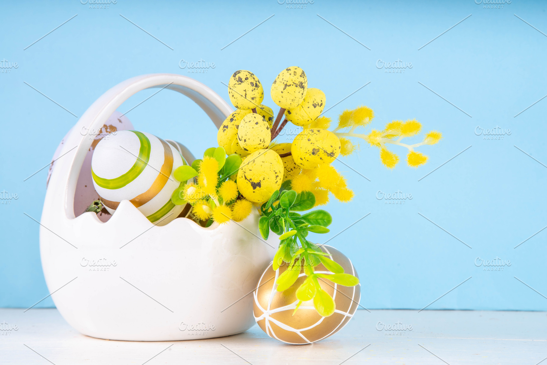 Happy Easter background with  Easter eggs basket, a Holiday Photo by Rimma