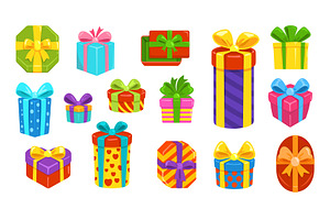 Cartoon gift boxes. Present box cute, an Object Illustration by Stock-Smart-Start