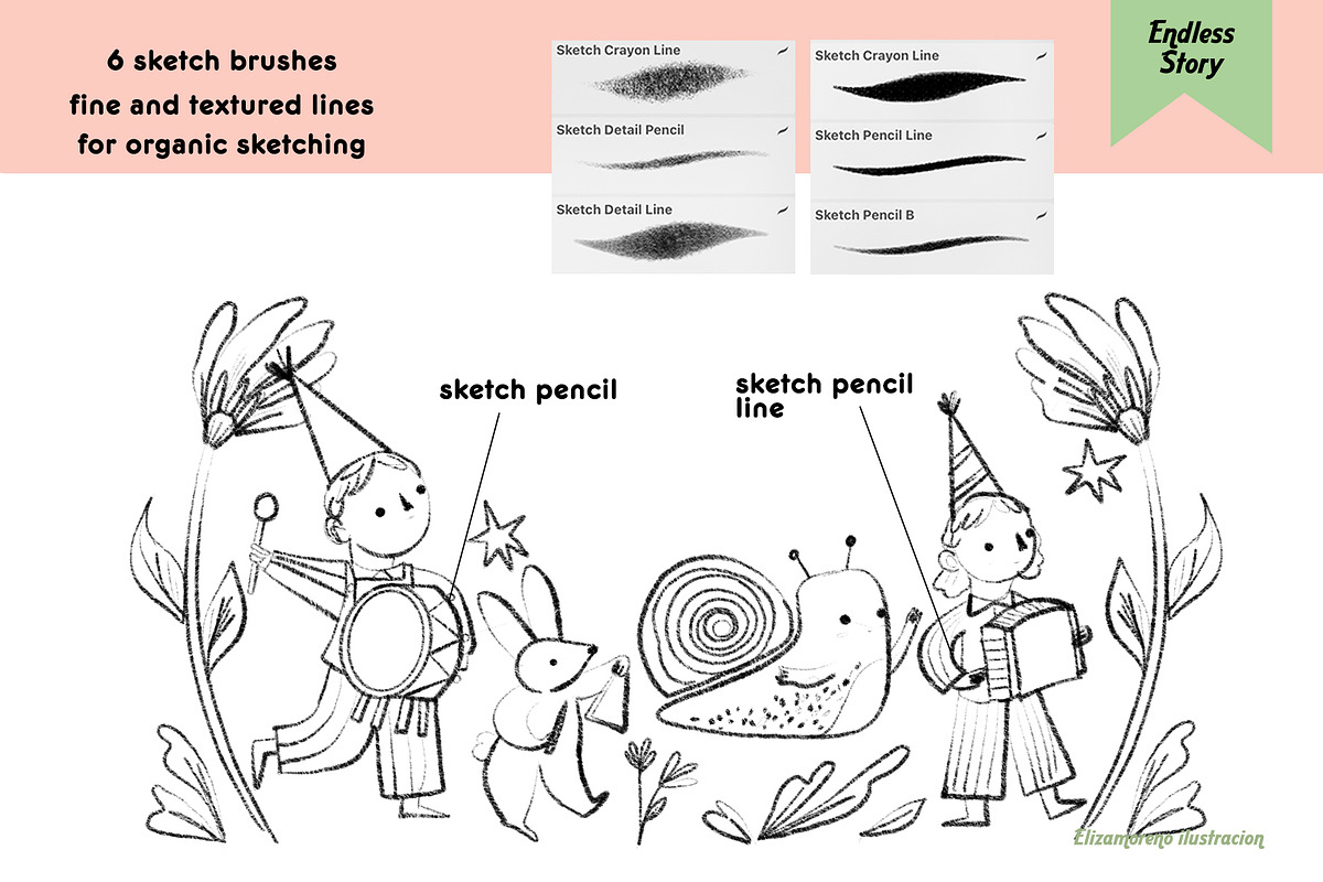 Endless story Procreate Brushes, a Brush Add-On by Eliza Moreno Illustration (Photo 4 of 8)