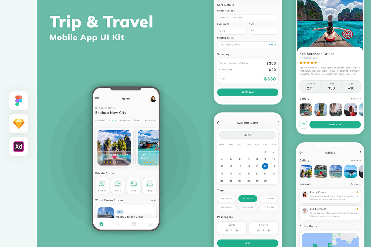 Trip & Travel Mobile App UI Kit, an UI Kit Template by uicube