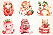 Strawberry Cat Clipart Sublimation, a Seasonal Illustration by Rose Art (Thumbnail 3 of 4)