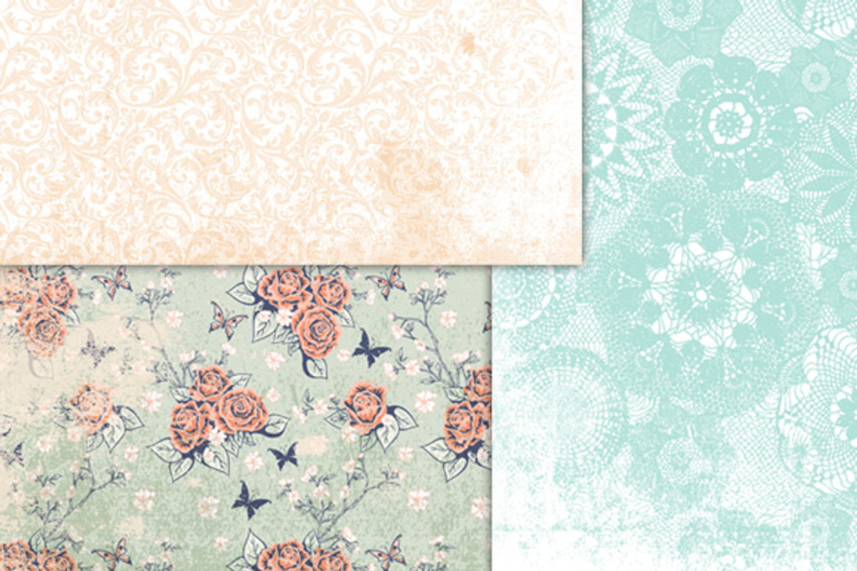 12 shabby romantic Digital Papers. preview 3