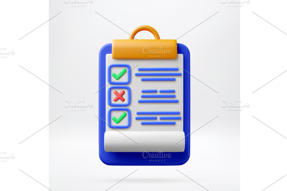 3D Clipboard with checklist and task, a Finance Illustration by Abscent
