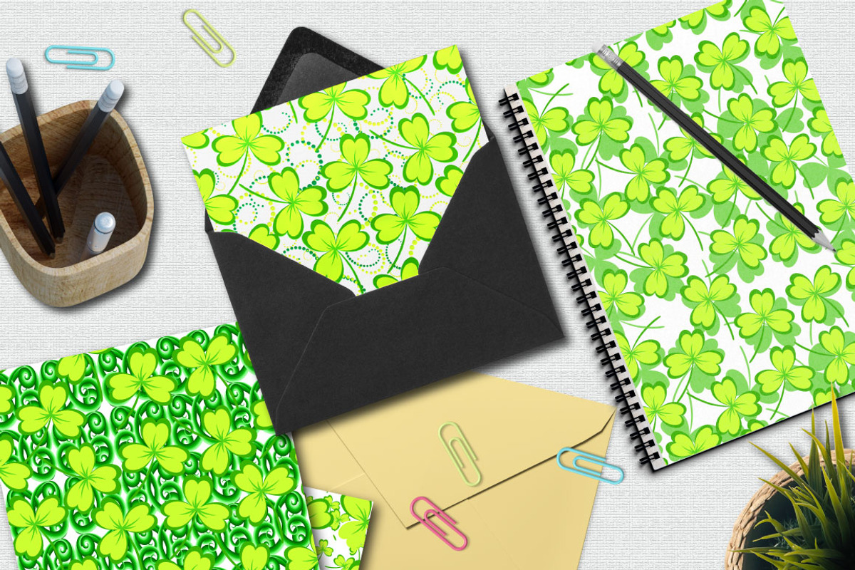 Shamrock - Seamless Patterns, a Pattern Graphic by Elinorka (Photo 3 of 4)