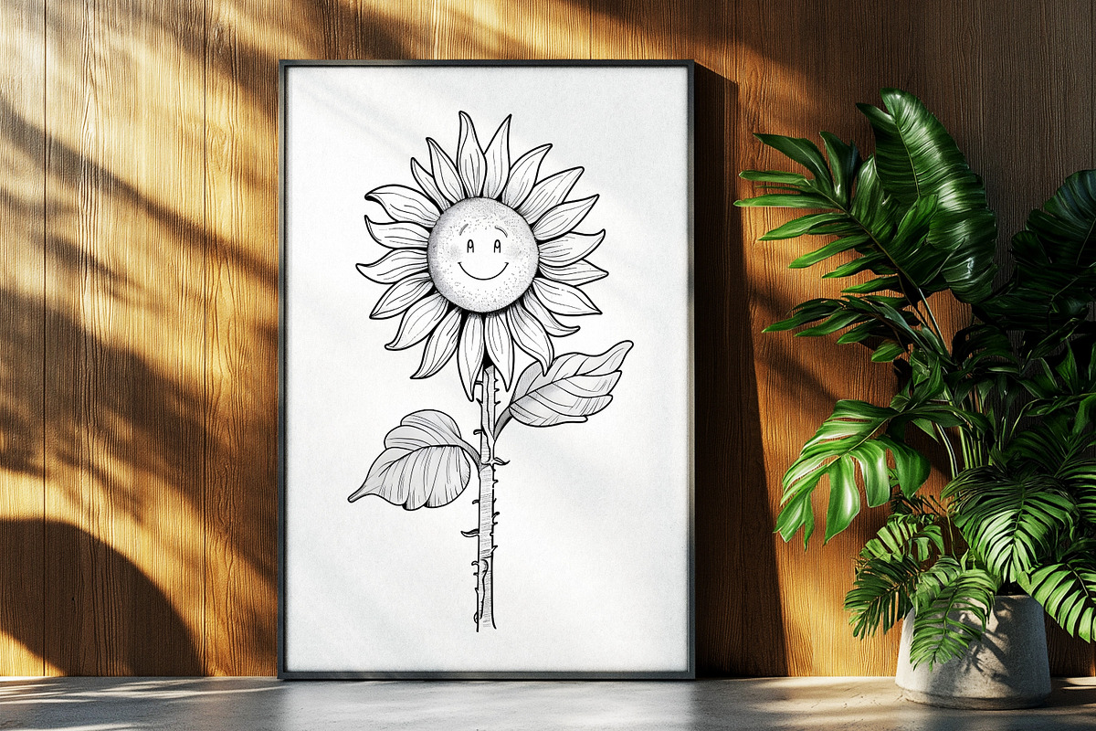 Sunflower Coloring Page, a Graphic by Forhadx5 (Photo 7 of 7)