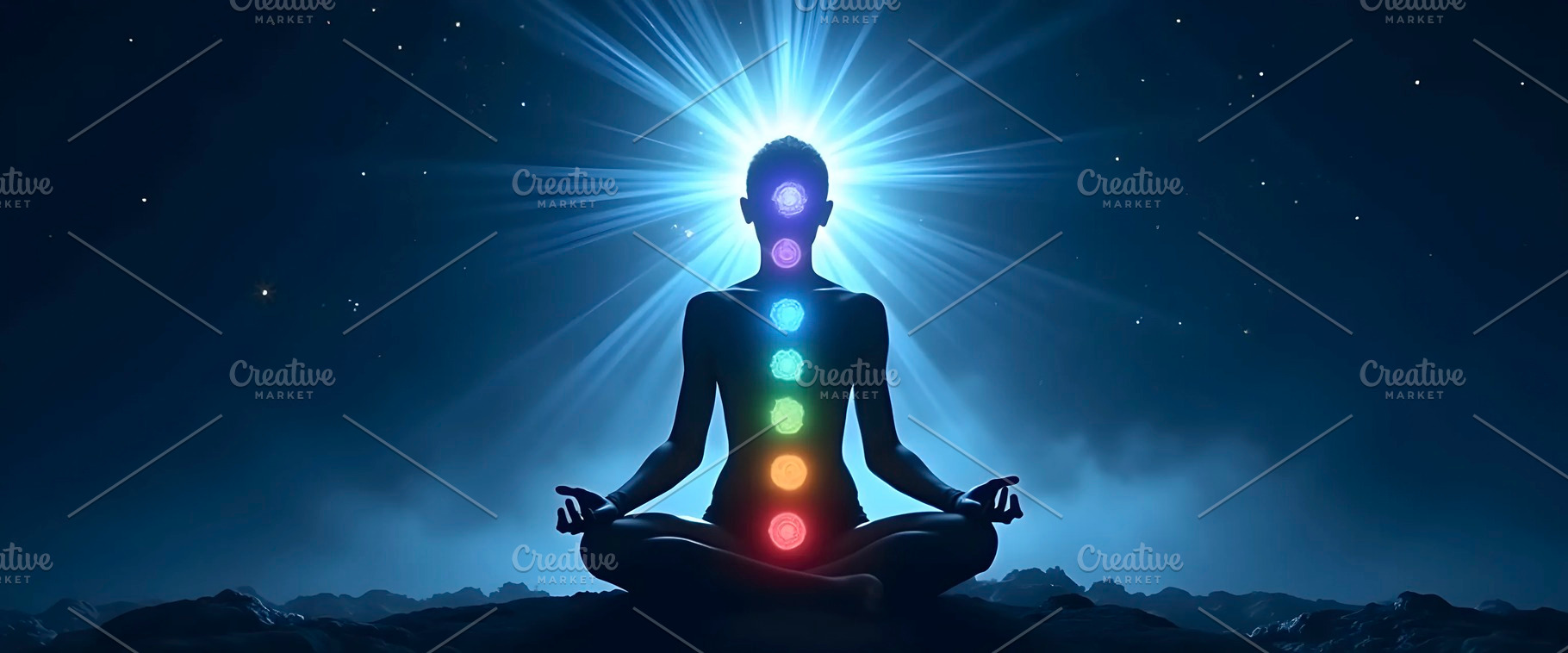 Chakra Meditation Beneath Celestial, a Photo by LOGOCREATIVE