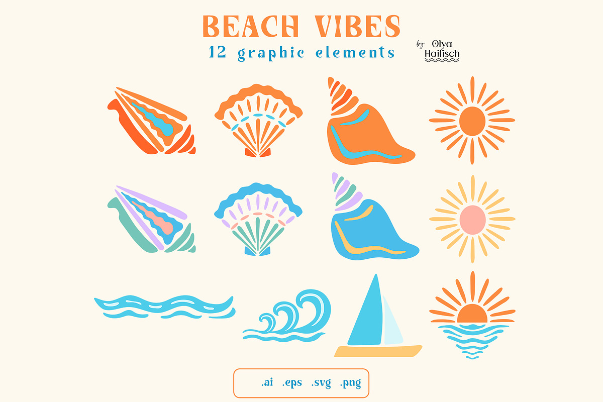 Beach Vibes Vector Seamless Patterns, a Pattern Graphic by Olya Haifisch (Photo 6 of 9)
