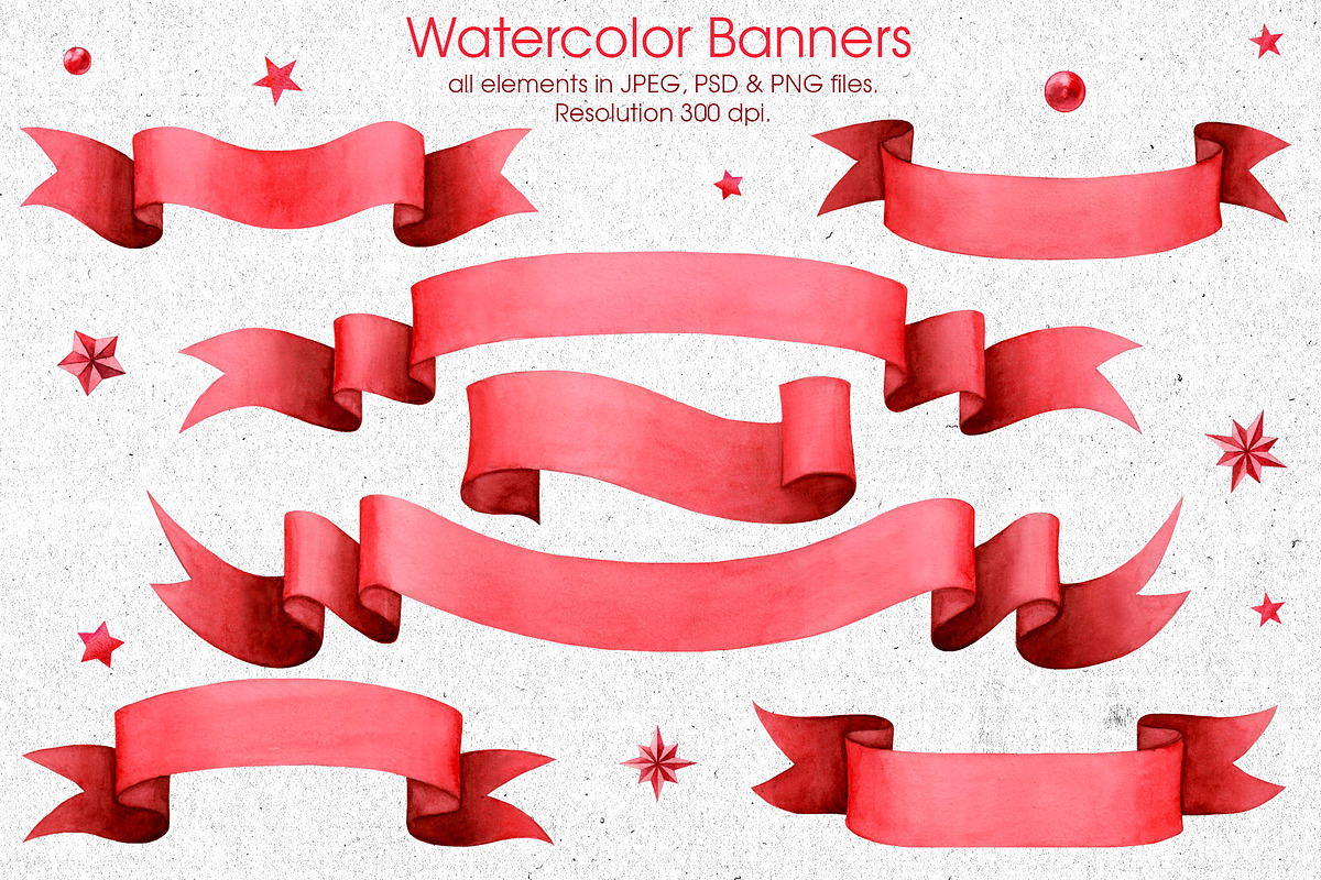 Red ribbons & banners collection, a Decorative Illustration by Anastasia Koba (Photo 5 of 8)