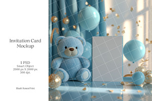 Boy baby shower invitation mockup PS