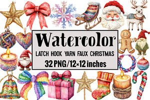 Latch Hook Yarn Faux Christmas, an Illustration by Design Market