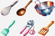 Watercolor Kitchen Utensils Clipart, an Illustration by Black Bird Studio (Thumbnail 4 of 6)