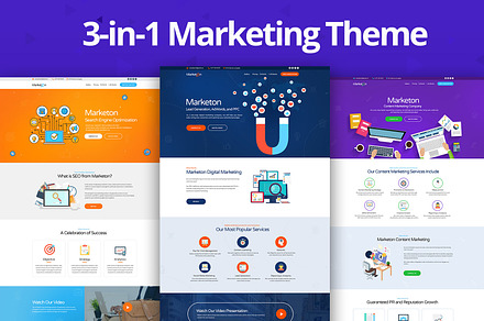 Marketon 3-in-1 Marketing HTML, a HTML Template by MotoCMS