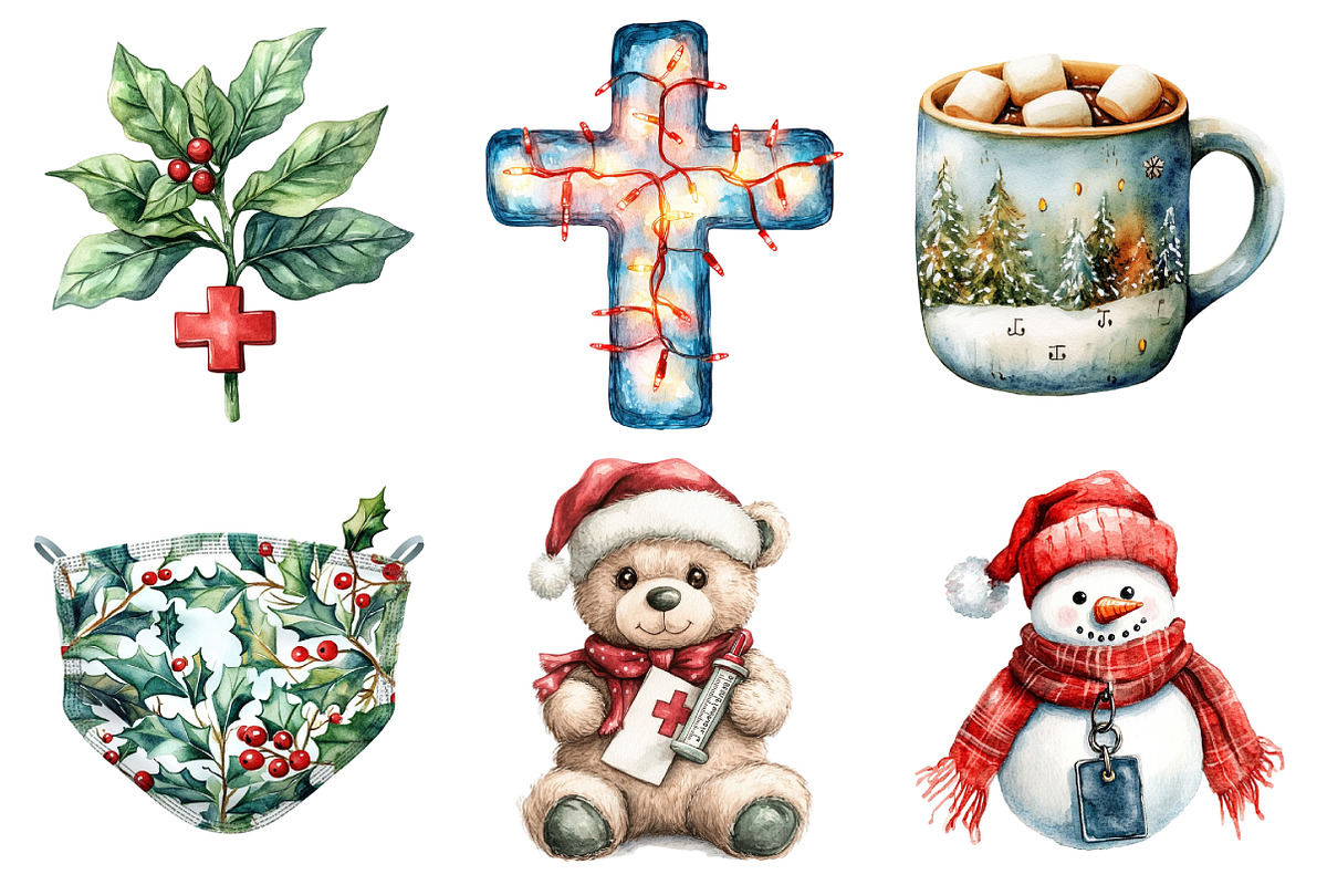 Christmas Nurse Clipart Set, an Illustration by Daily.Designs (Photo 4 of 5)