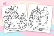 Cute Unicorn Coloring Pages Vol. 3, a Seasonal Illustration by Inkivelle Studio (Thumbnail 2 of 3)