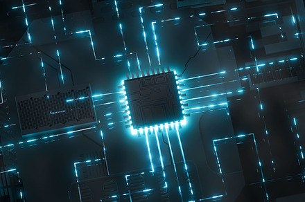 Data flow on PC motherboard., a Technology Photo by Imagine Storm