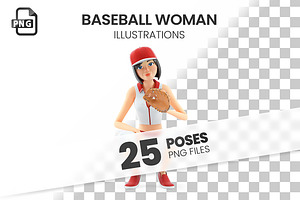 Baseball Woman – Set of 25 Poses, a Person Illustration by 3DMask