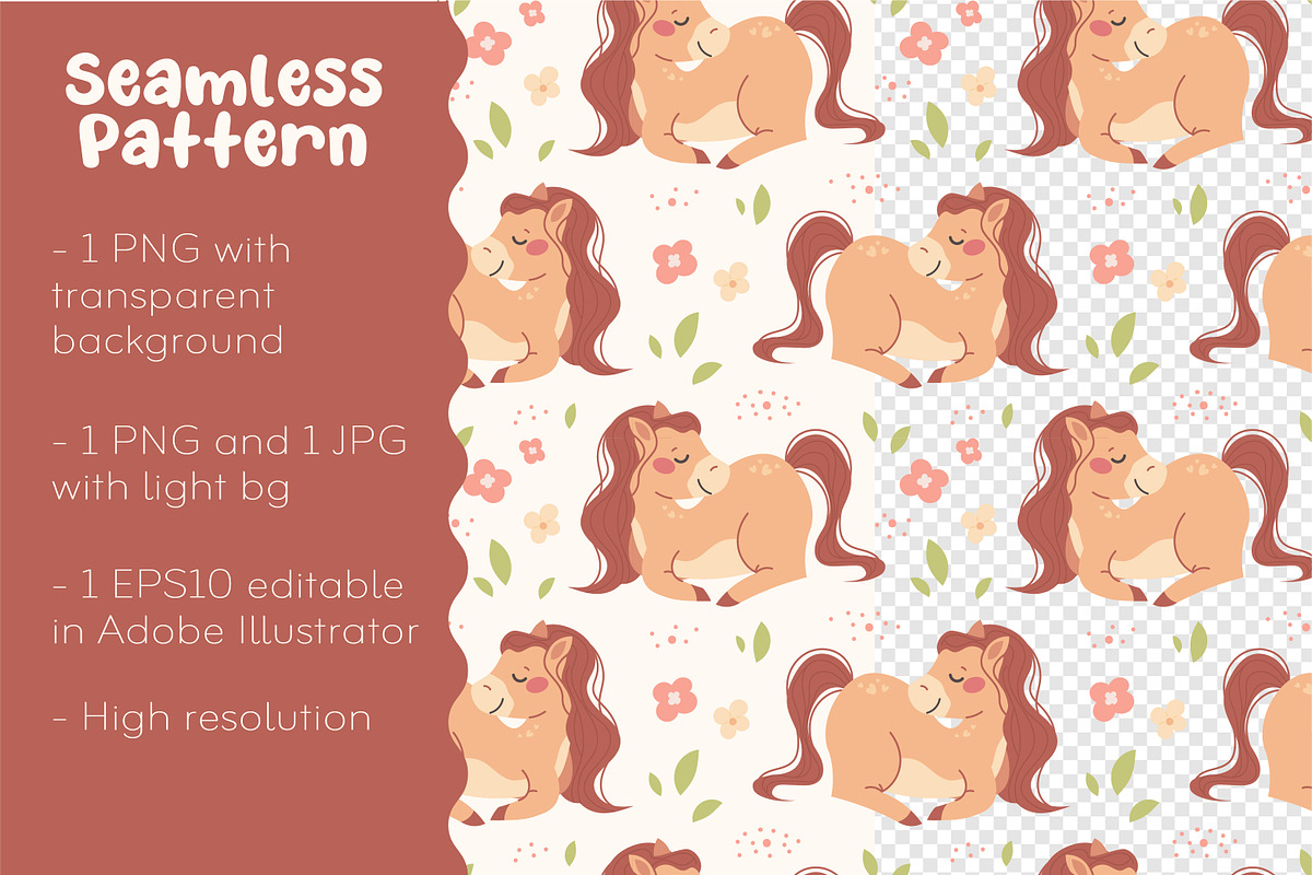 Baby Horse Seamless Pattern + Print, a Pattern Graphic by so.ni.ka-store (Photo 3 of 4)