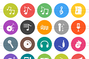 50 Music Flat Round Icons, an Icon by IconBunny (Thumbnail 2 of 3)