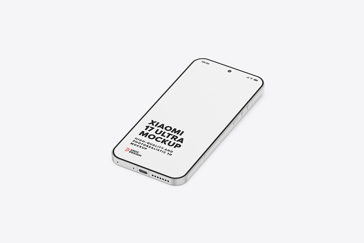 Xiaomi 17 Ultra Phone Mockup, an Android Mockup by UnicDesign (Photo 3 of 8)