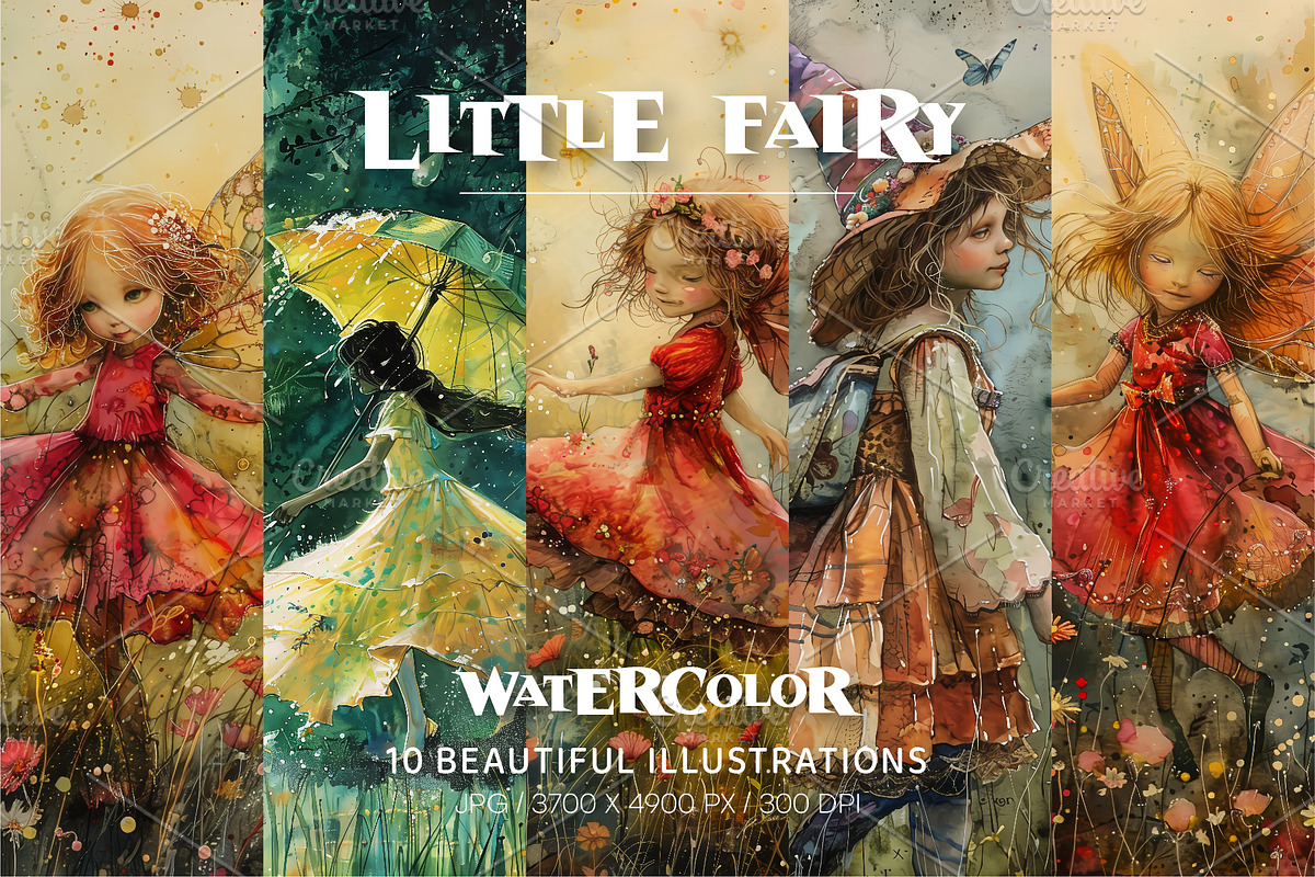 Little fairy. Watercolor. Wall Art., a Decorative Illustration by KENO Mascots (Photo 2 of 7)