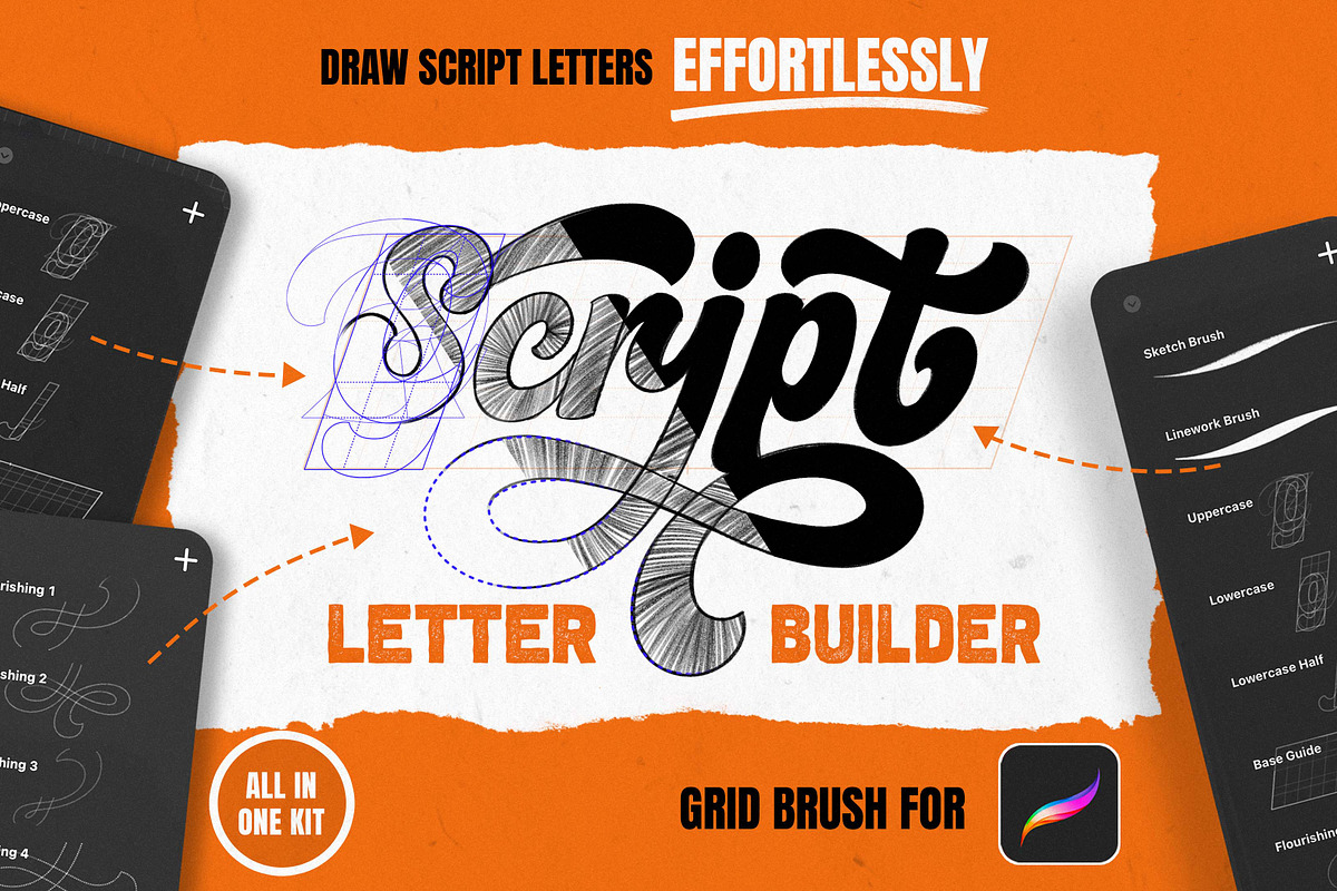 Script Letter Builder (Grid System), a Brush Add-On by Tharros (Photo 1 of 9)