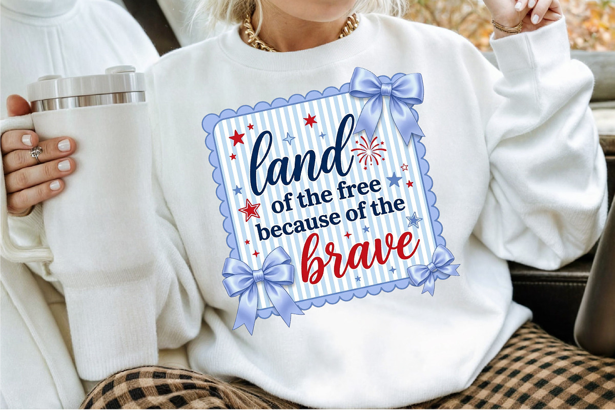 Preppy 4th of July Png, Land of Free, a Seasonal Illustration by Sublimation Artist (Photo 2 of 9)