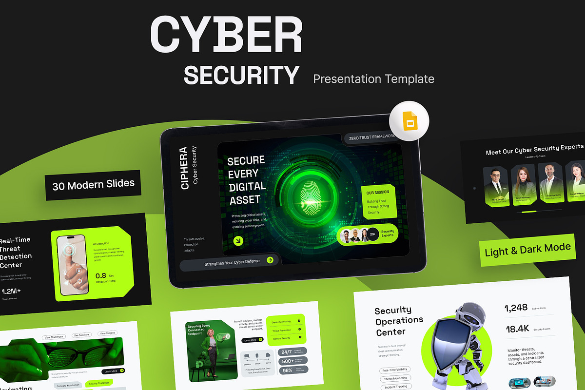 Cyber Security Google Slides, a Presentation Template by New Coral Design (Photo 1 of 6)