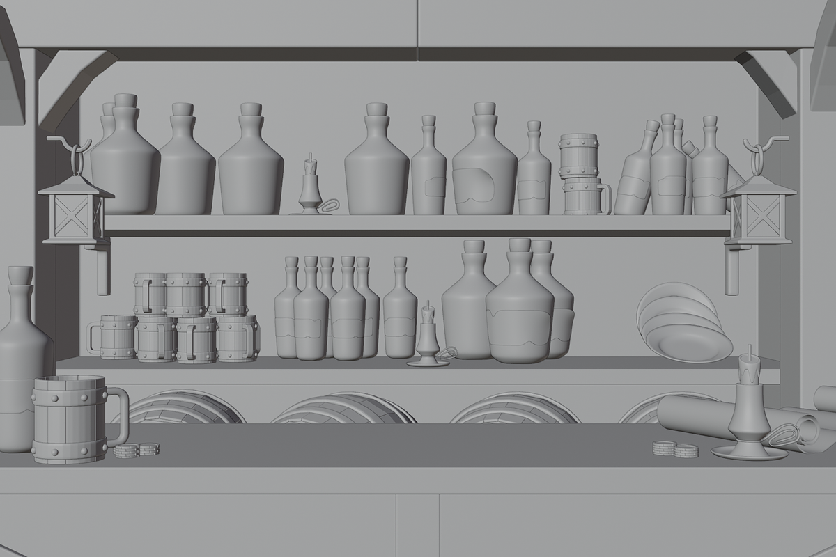 Stylized 3D Medieval Bartender, a Scene 3D Model by Dudukbersama (Photo 3 of 3)