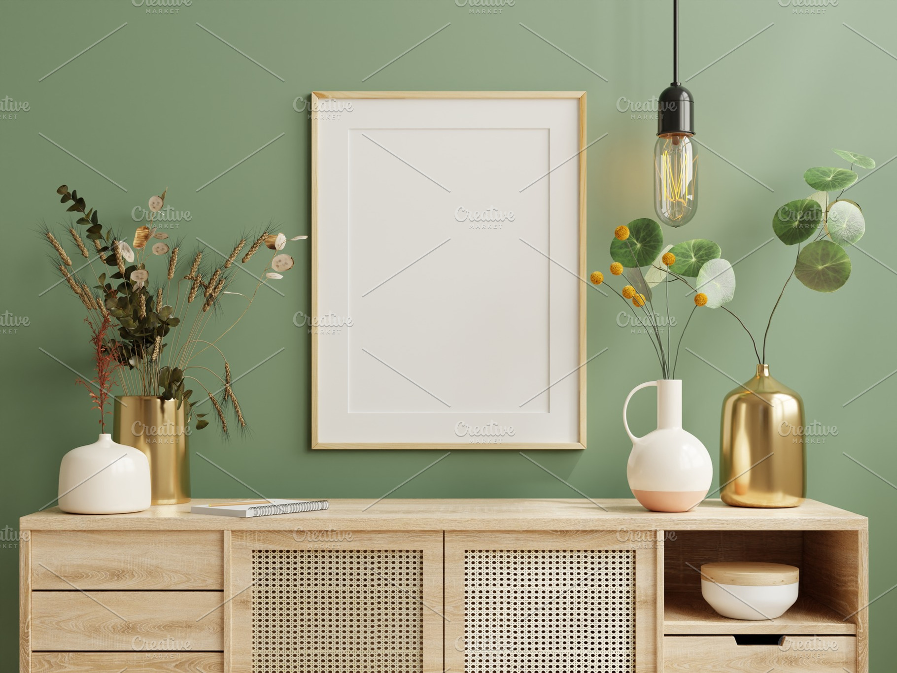 Mock up poster frame on cabinet, an Architecture Photo by vanitjan