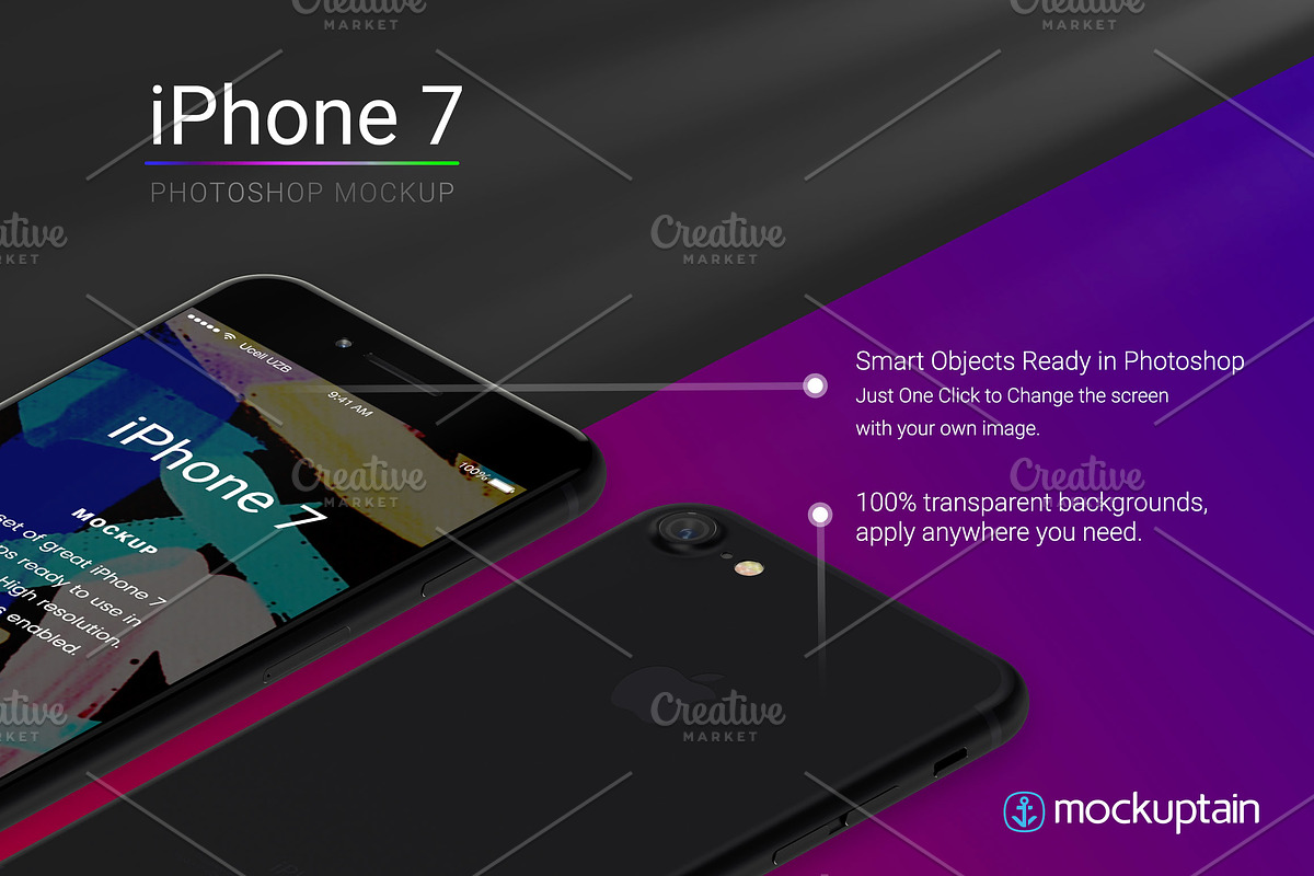 Iphone 7 Mockup Isometric Black, an iPhone Mockup by mockuptain (Photo 4 of 7)