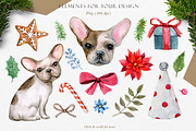 French Bulldogs and Winter Holidays, an Animal Illustration by Wenona (Thumbnail 2 of 8)
