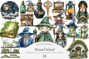 Wizard School Clipart, an Illustration by Design Market