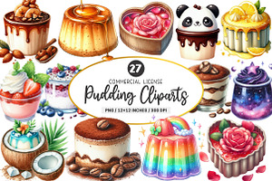 Pudding Watercolor Clipart, an Illustration by SinaCreation
