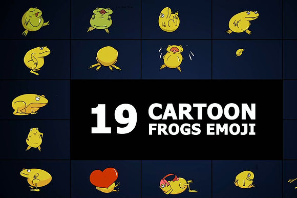 Cartoon Frogs Emoji | After Effects preview 2