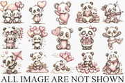 Whimsical Valentine Panda Clipart, an Illustration by Canvas Craft (Thumbnail 3 of 6)