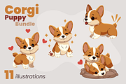 Corgi Puppy Bundle, an Animal Illustration by moja doodle (Thumbnail 1 of 4)