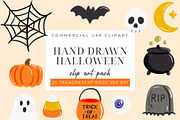 Hand Drawn Halloween Doodle Clipart, an Object Graphic by Printable Pretty Studio (Thumbnail 1 of 4)