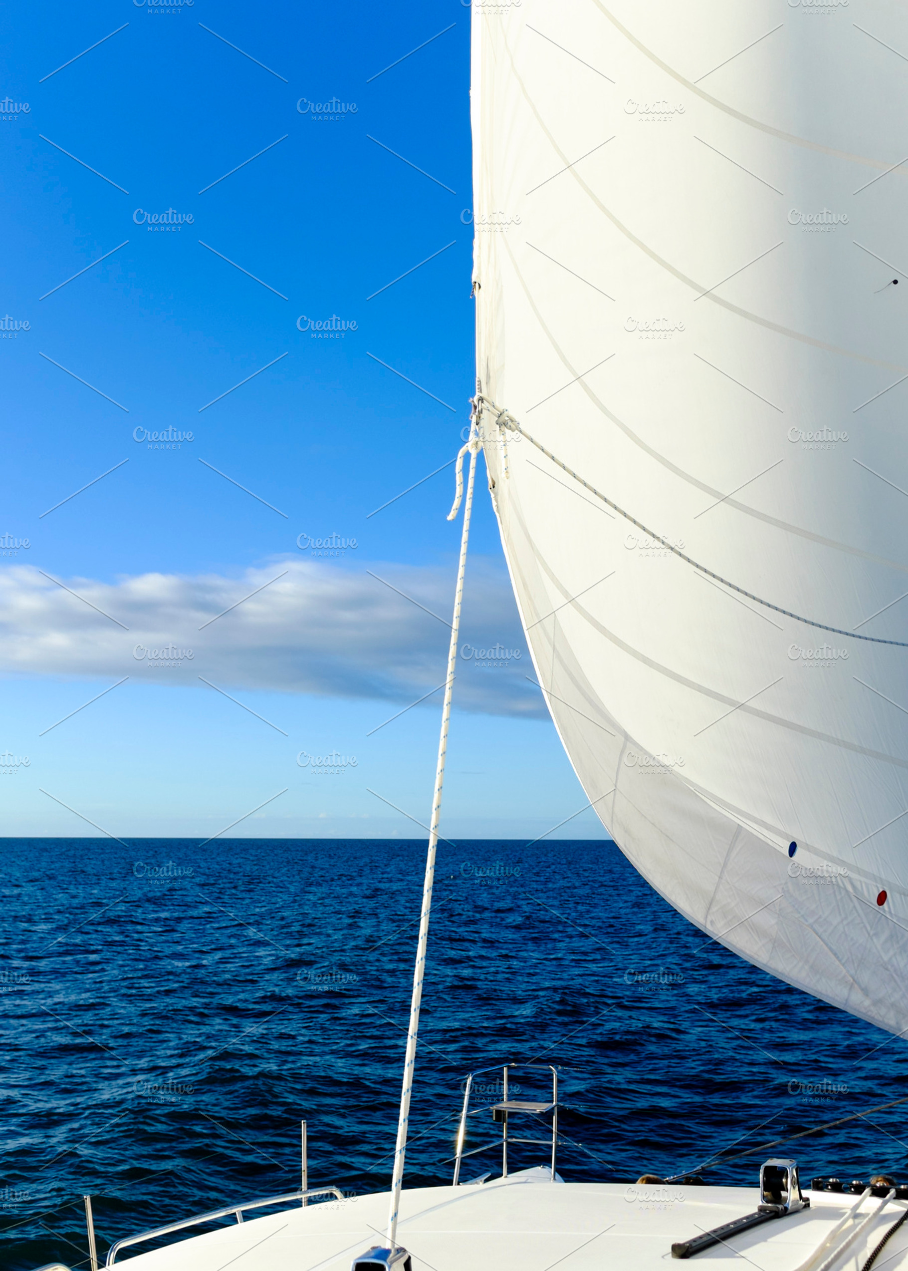 Billowing Sail On A Yacht