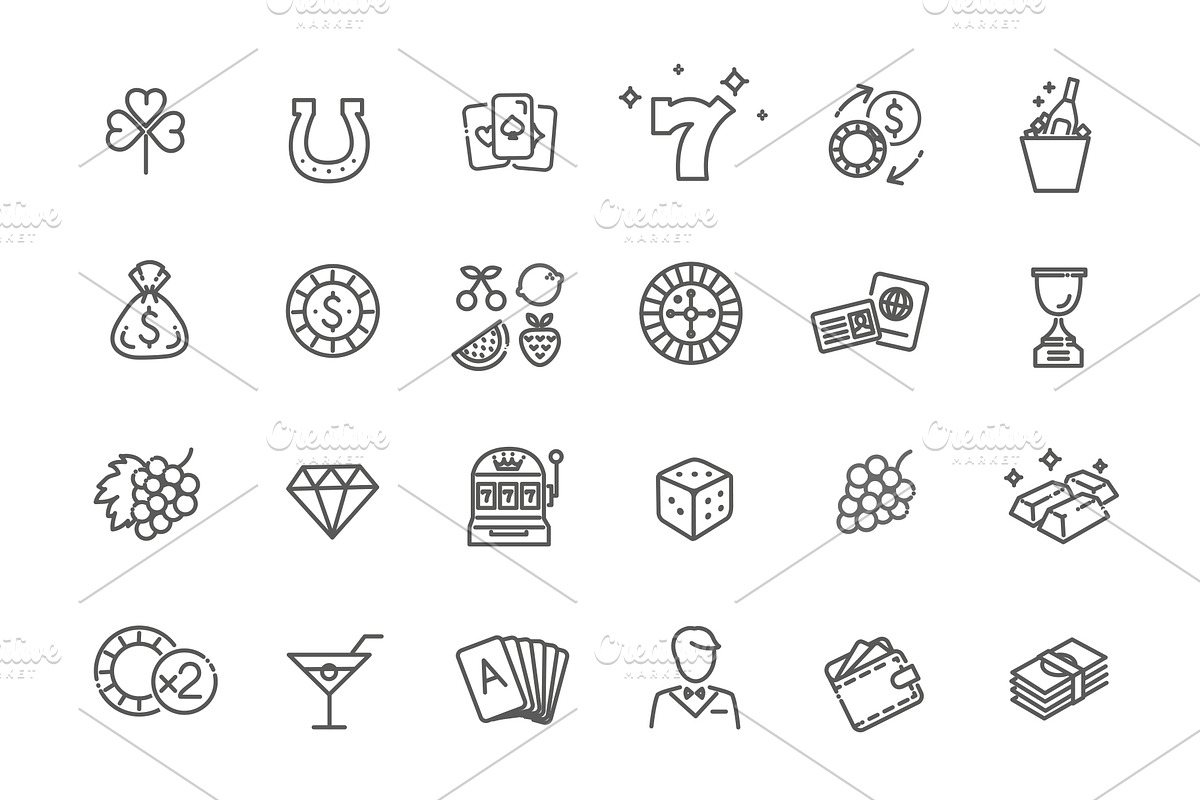 Casino vector icon set, an Outline Icon by Tettygreen (Photo 2 of 3)