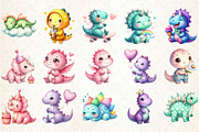 Cute Baby Dinosaur Clipart, an Illustration by Rose Art (Thumbnail 2 of 7)
