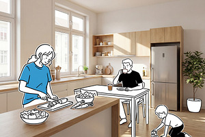 Family Life Doodle on Kitchen, a Person Photo by Virgo Studio