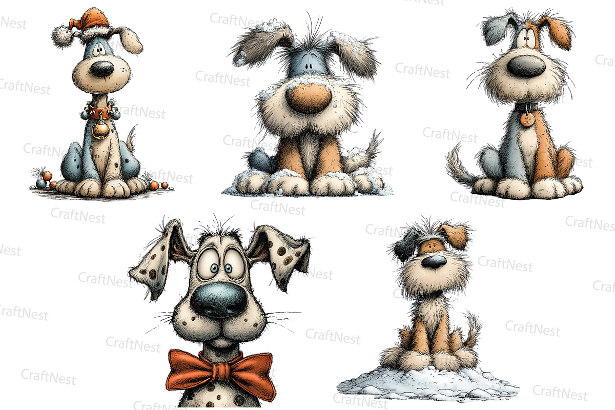 Whimsical Christmas Dog Clipart, an Illustration by Craft Nest (Photo 4 of 7)