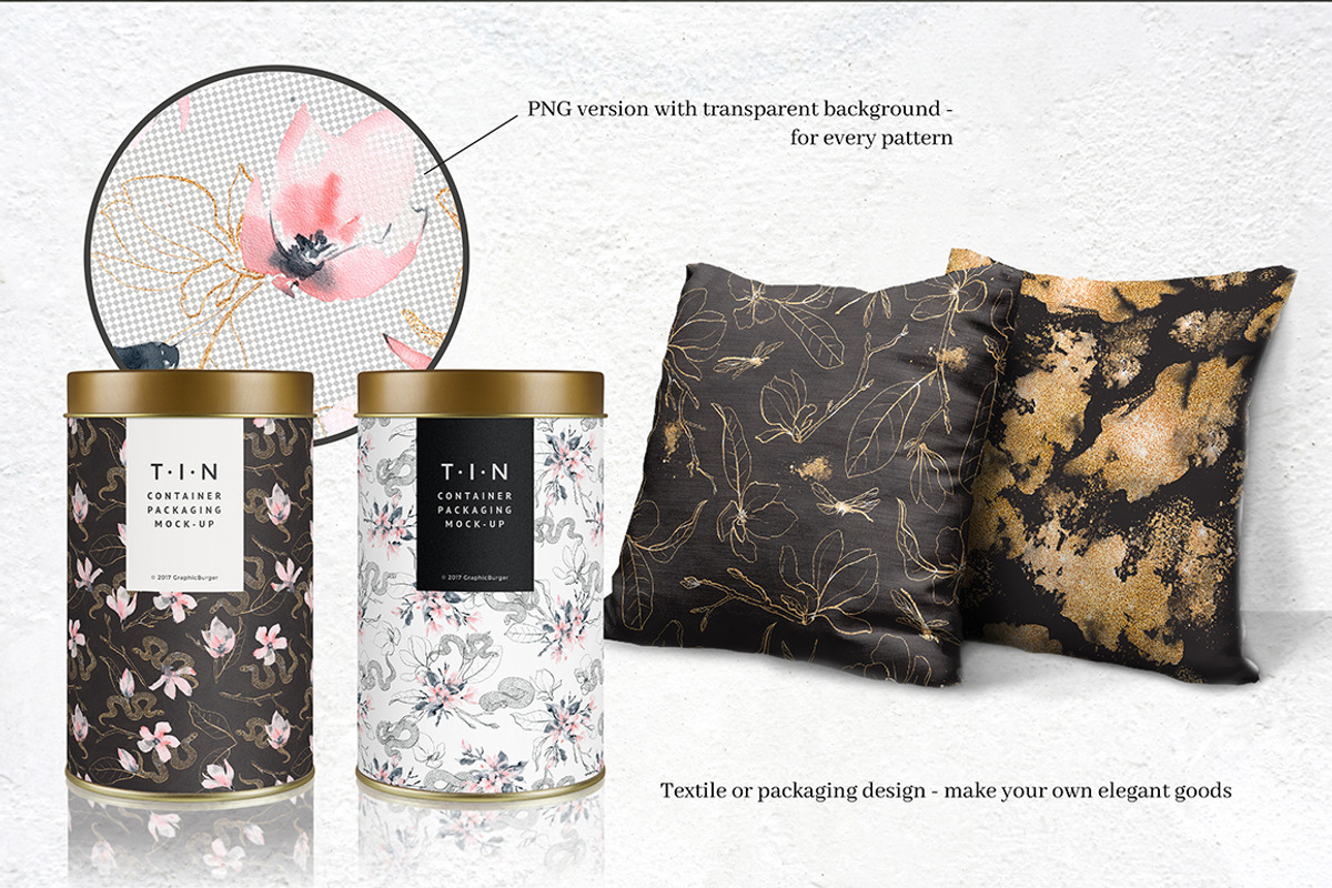 Snakes and Flowers. Pattern collecti, a Pattern Graphic by Dinkoobraz (Photo 5 of 8)