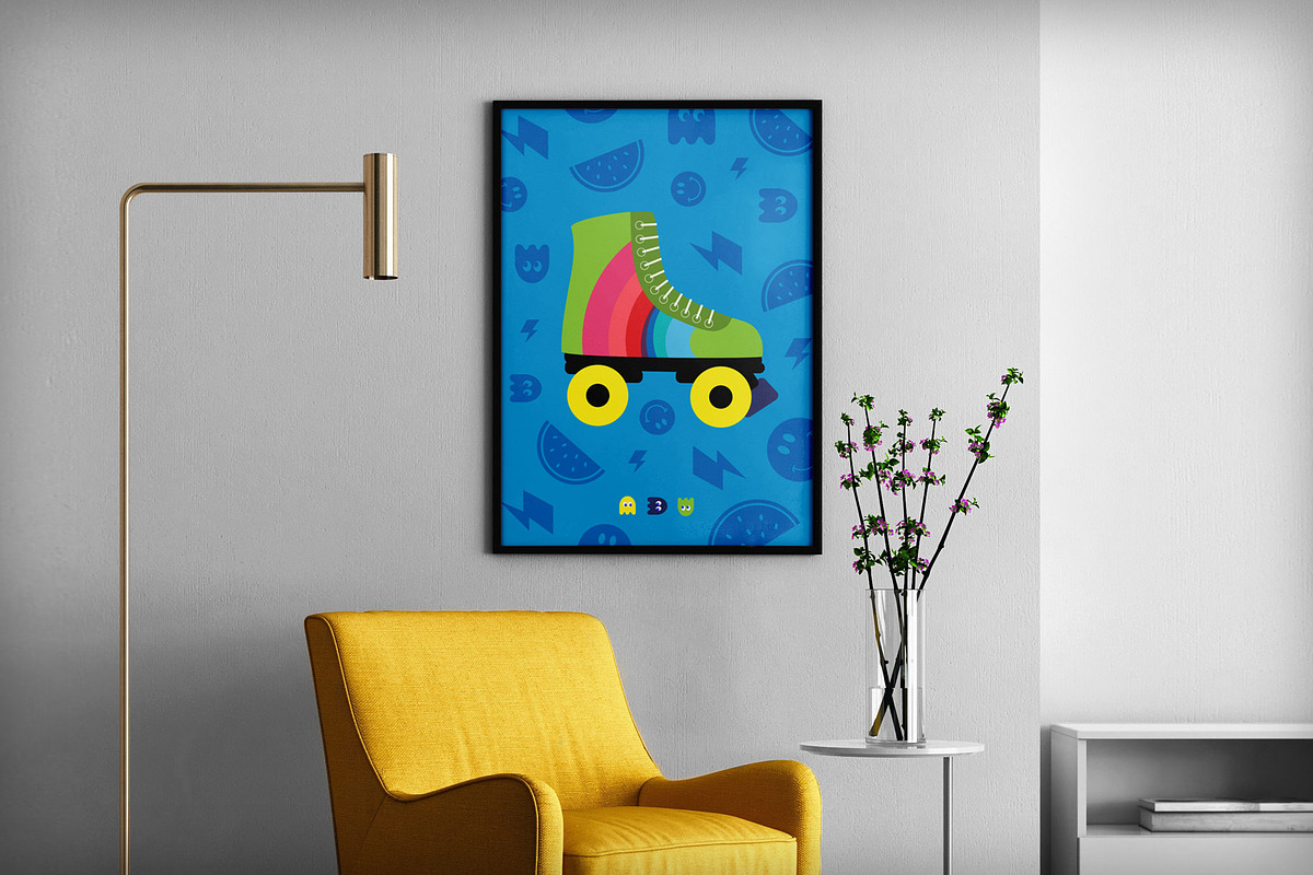 Retro 80s Pattern Green Rollerblades, a Pattern Graphic by Pia Kolle (Photo 5 of 5)