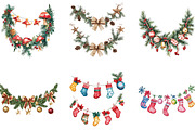 Christmas garlands Clipart, a Seasonal Illustration by Designking (Thumbnail 5 of 5)