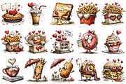 Quirky Valentine's Fast Food Clipart, an Illustration by OK Design (Thumbnail 3 of 6)