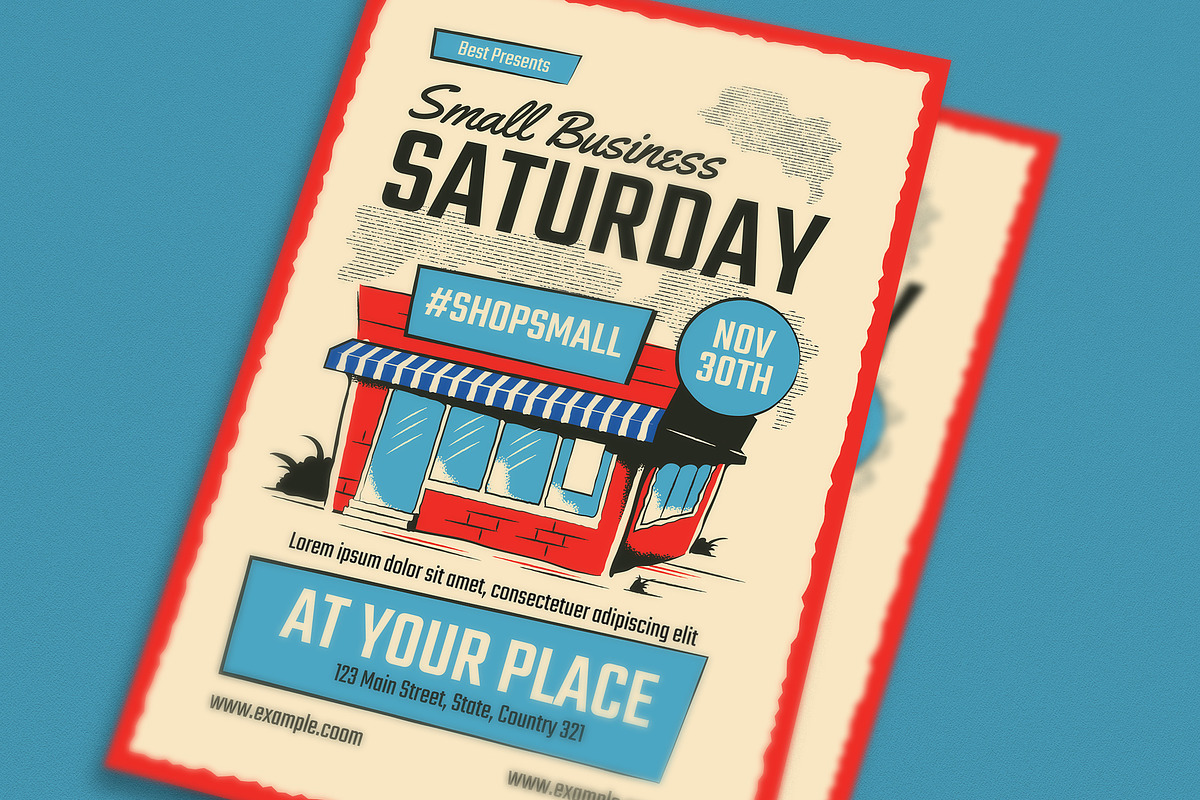 Retro Small Business Saturday Flyer, a Flyer Template by Guuver (Photo 3 of 3)