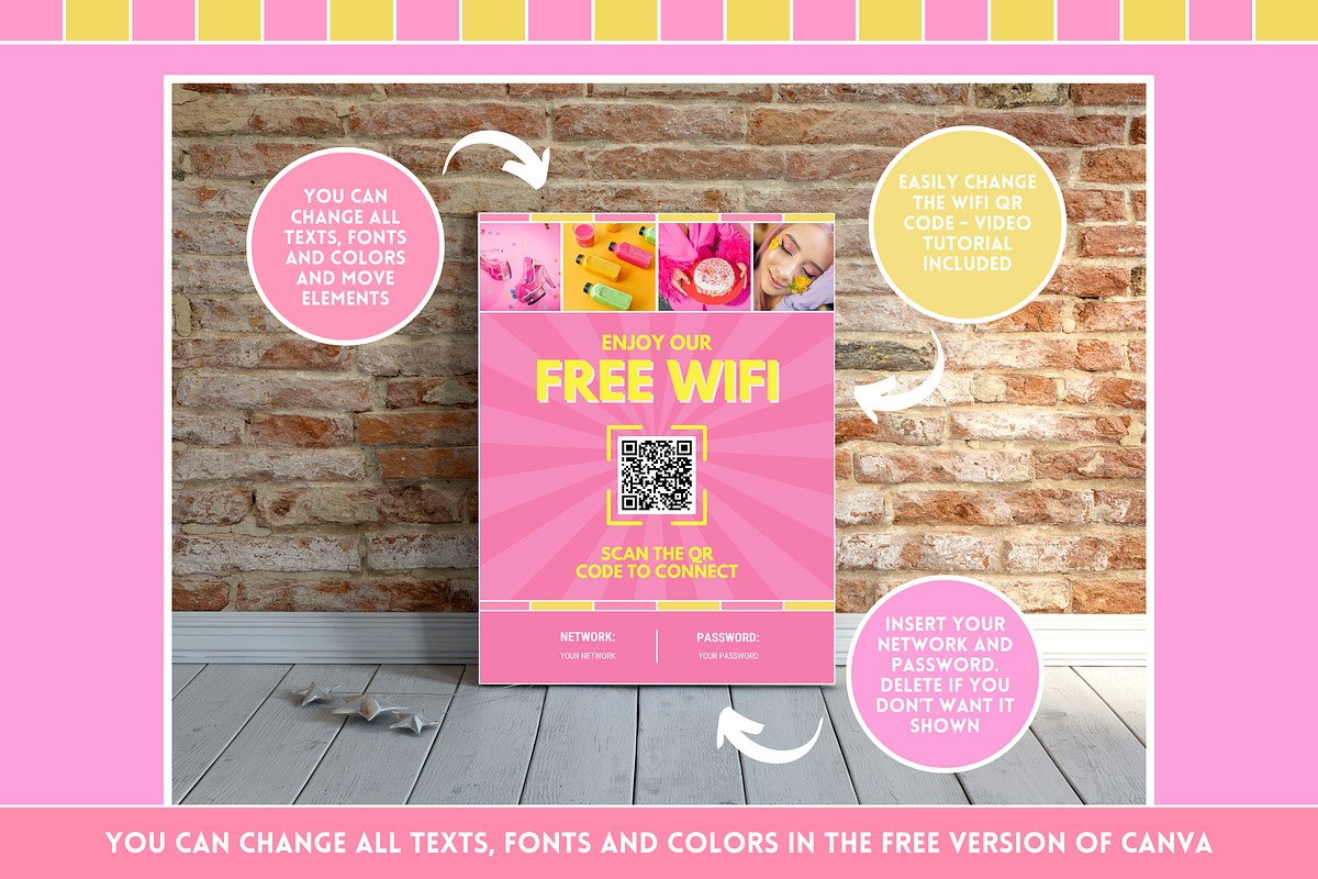 WiFi QR Code Sign, a Poster Template by SunshineStudioBoutique (Photo 4 of 9)